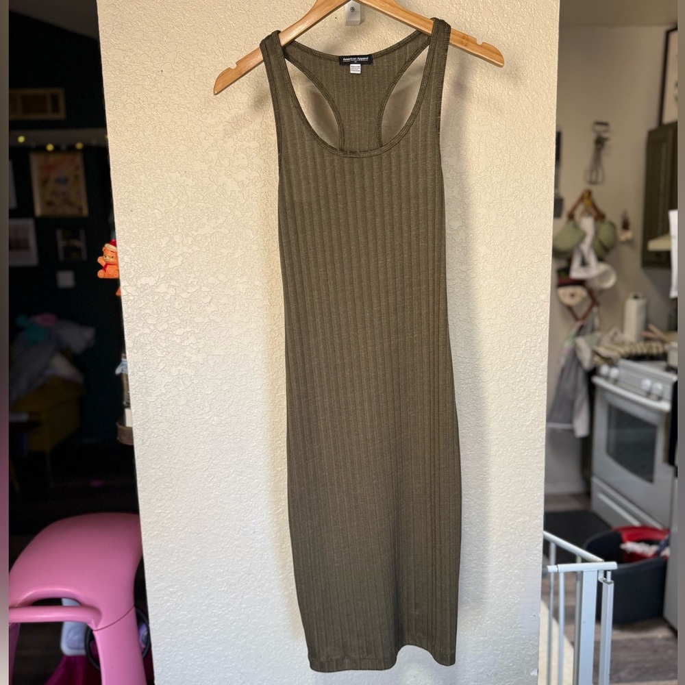 American Apparel Olive Ribbed Dress